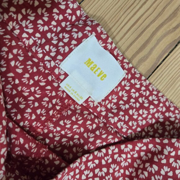 Anthropologie Maeve Red High Rise Wide Leg Bohemian Flare Lightweight Pants 4 - Picture 2 of 9